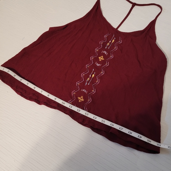 Harlow Dark Red Crop Top with Embroidered Details - Picture 6 of 8